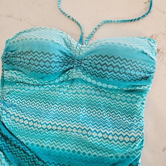 BLUE Rod Beattie Riding A Wave Tankini Swim Top, Turquoise, Size 6 - Picture 2 of 11